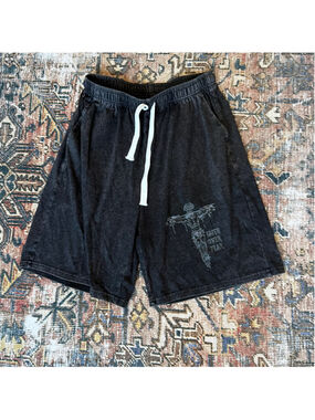 Men's Unbranded Athletic Shorts Size M Black White Faith Over Fear Graphic